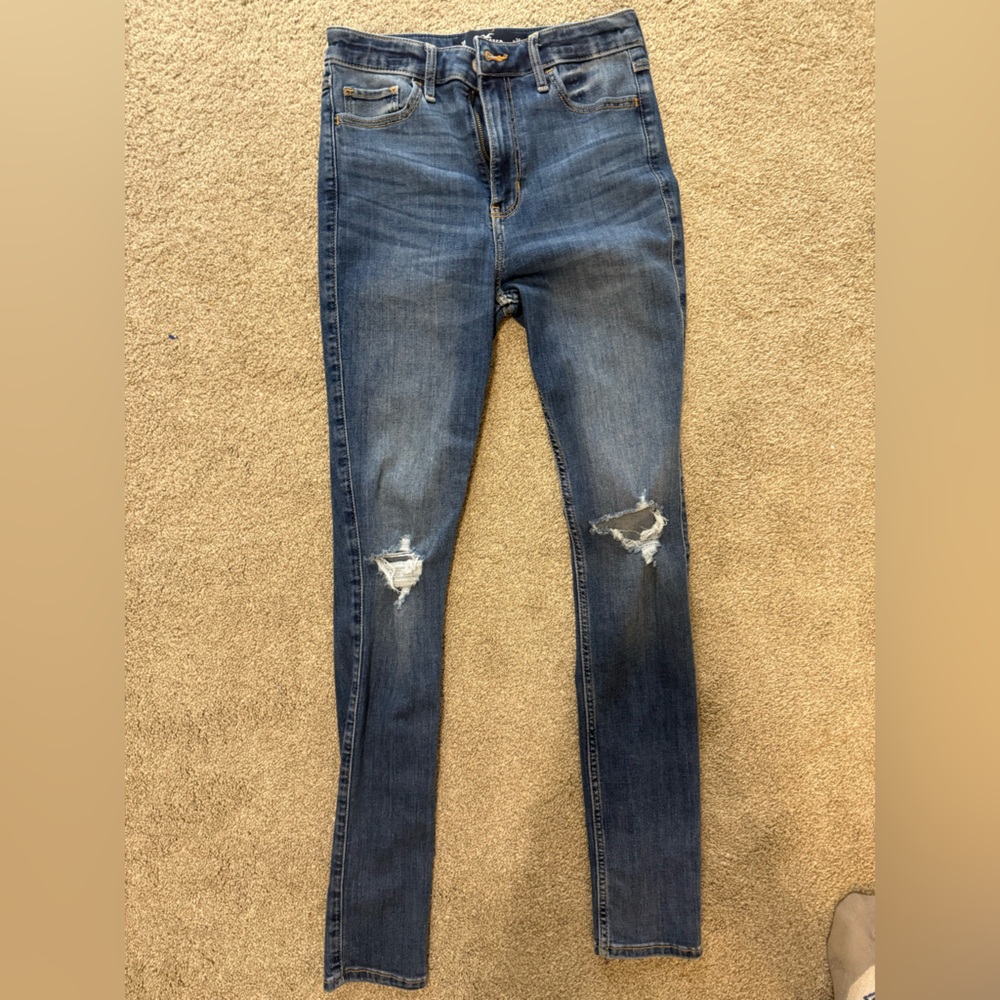 Hollister Dark Blue Distressed Skinny Jeans